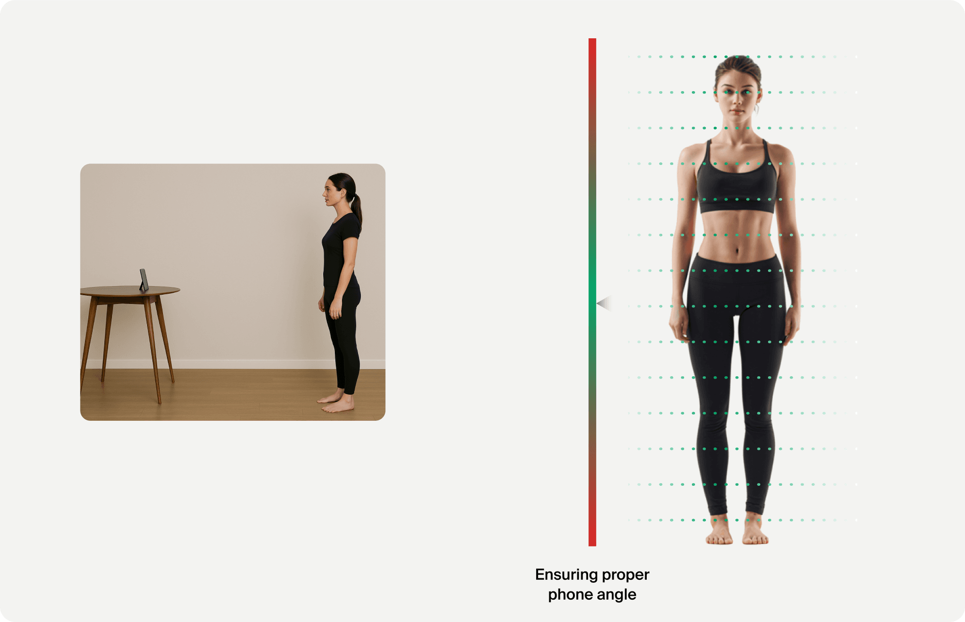 Posture scan setup next to the computer-vision body mapping output